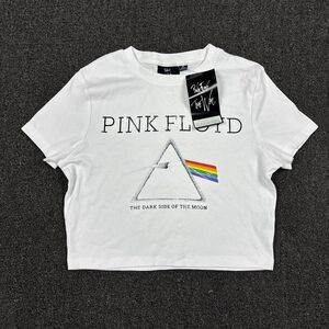NEW Pink Floyd Shirt Womens Short Sleeve The Dark Side Moon Crop Size Medium